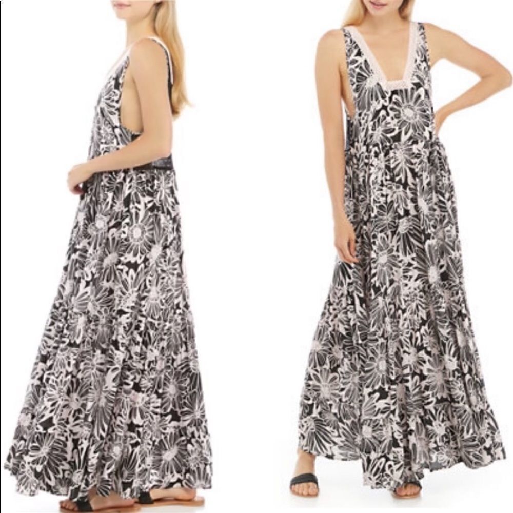 Free People Sleeveless Floral Tiered Maxi Dress Size M